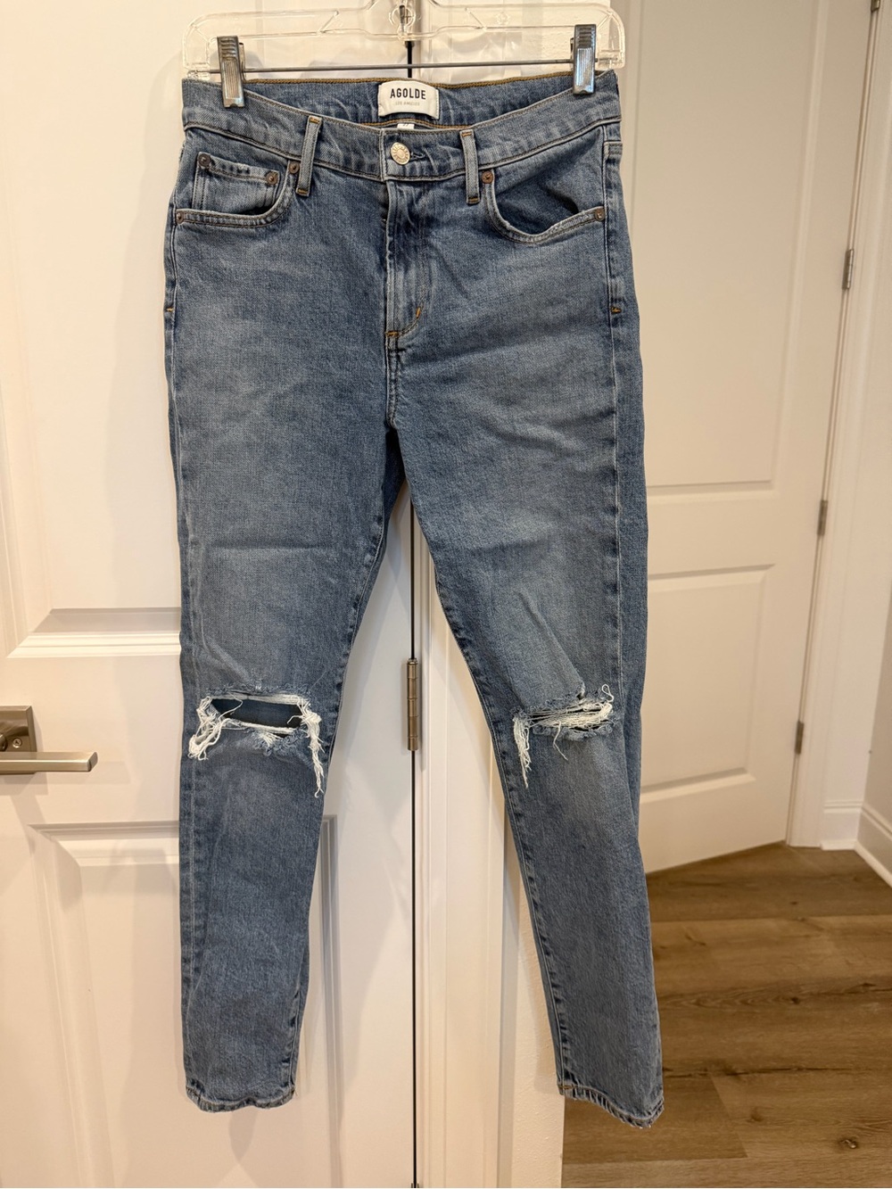 Agolde Light Blue Distressed Skinny Jeans